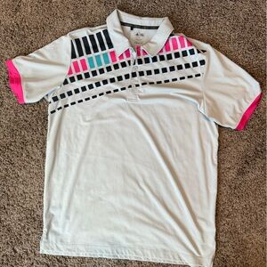 Adidas Golf White Shirt with Black and Pink Accents